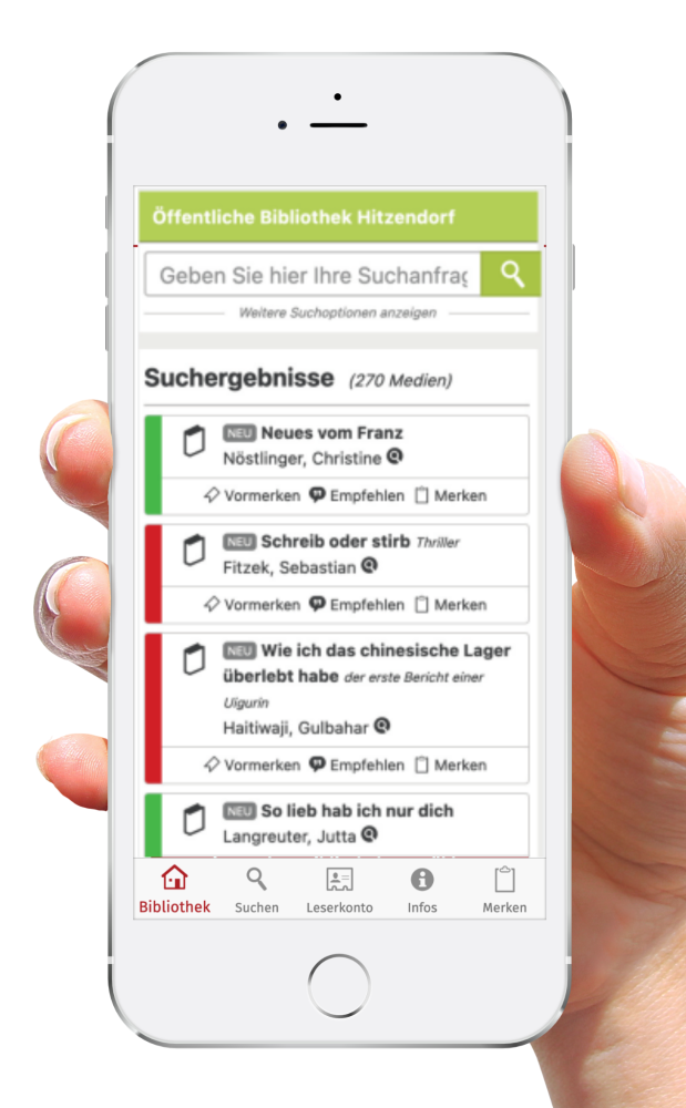 Smartphone Ansicht Bibkat App